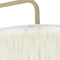 Applique murale orientale dorée avec abat-jour crème à franges - Franxa