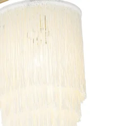 Applique murale orientale dorée avec abat-jour crème à franges - Franxa