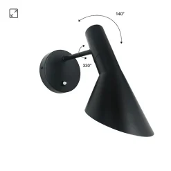 Applique Murale Pivotante avec Interrupteur Oslo - Design Moderne et Élégant en Métal Noir E27