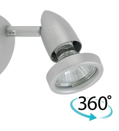 Applique murale Plafonnier gris satiné 1 lumière orientable et inclinable 50W G10