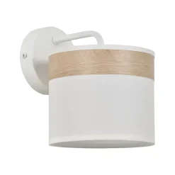 Applique murale Raito E14 40W IP20 L.15xl.19xP.19cm métal et coton blanc Corep