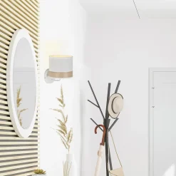 Applique murale Raito E14 40W IP20 L.15xl.19xP.19cm métal et coton blanc Corep