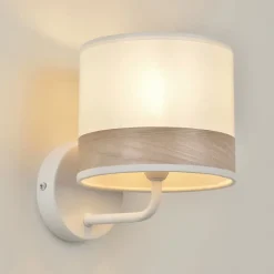 Applique murale Raito E14 40W IP20 L.15xl.19xP.19cm métal et coton blanc Corep