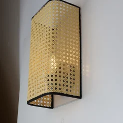 Applique Murale Rectangulaire en Rotin LAVANDA pour Salon et Chambre Style Rustique Douille E27