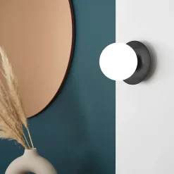 Applique murale ronde en verre et métal noir Ø20cm G9 IP20 33W Corep