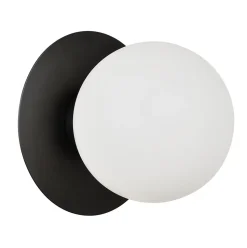 Applique murale ronde en verre et métal noir Ø20cm G9 IP20 33W Corep