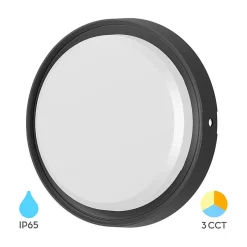 Applique murale ronde LED 12W Noir 3en1 IP65