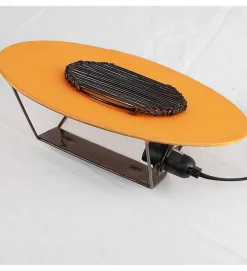 Applique murale ronde soie orange et bambou 1 lumière