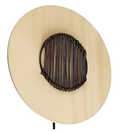 Applique murale ronde soie et bambou 1 lumière