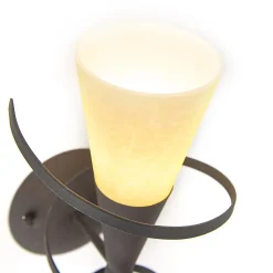 Applique murale rustique brun rouille avec verre crème - Castle