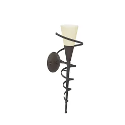 Applique murale rustique brun rouille avec verre crème - Castle