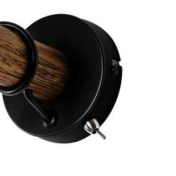 Applique murale rustique noire avec bois - Stronk