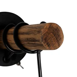 Applique murale rustique noire avec bois - Stronk