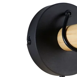 Applique murale rustique noire avec bois - Dami Frame