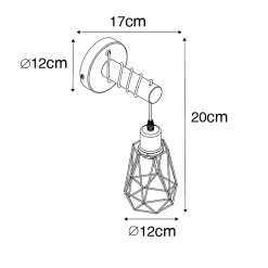 Applique murale rustique noire avec bois - Dami Frame