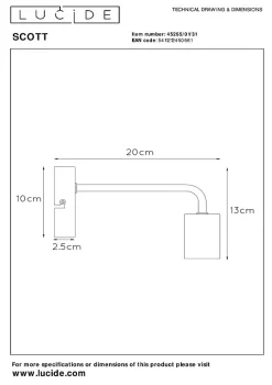 Applique murale SCOTT en métal avec 1xE27 - Blanc - Lucide