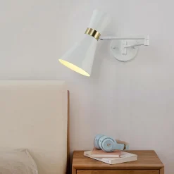 Applique Murale SENDA E27 avec Bras Articulé et Rotation Métal Blanc Idéal pour Salle à Manger Cuisine ou Chambre.