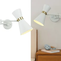 Applique Murale SENDA E27 avec Bras Articulé et Rotation Métal Blanc Idéal pour Salle à Manger Cuisine ou Chambre.