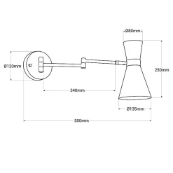 Applique Murale SENDA E27 avec Bras Articulé et Rotation Métal Blanc Idéal pour Salle à Manger Cuisine ou Chambre.