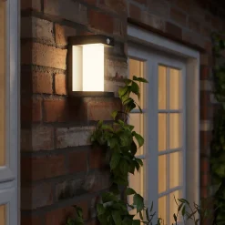 Applique murale solaire à détection Geotube LED intégrée 150lm IP54 GoodHome gris anthracite