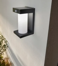 Applique murale solaire à détection Geotube LED intégrée 150lm IP54 GoodHome gris anthracite