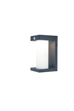 Applique murale solaire à détection Geotube LED intégrée 150lm IP54 GoodHome gris anthracite