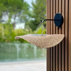 Applique murale solaire CORALIA Beige Rotin D32CM