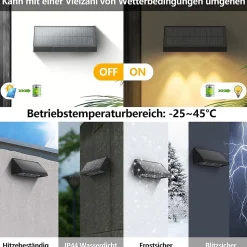 Applique Murale Solaire D'extérieur à LED 3000k Pour Clôture Terrasse Balcon Jardin Escaliers