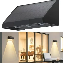 Applique Murale Solaire D'extérieur à LED 3000k Pour Clôture Terrasse Balcon Jardin Escaliers