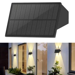 Applique murale solaire d'extérieur NETTLIFE - Appliques murales extérieures étanches Blanc chaud Appliques solaires haut et bas