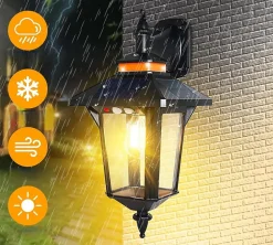 Applique Murale Solaire Extérieur 2PCS, Vintage, Détecteur de Mouvement 3 modes pour extérieur