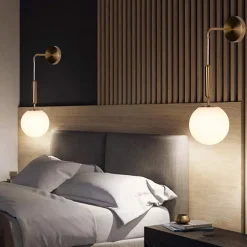 Applique Murale Suspendue Nordique Minimaliste Laiton Doré avec Globe en Verre ATENAS E27 18 cm