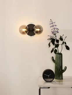 Applique murale TYCHO en acier avec 2xG9 - Noir - Lucide