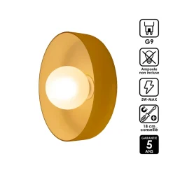 Applique murale verre et métal jaune, rouge G9 5 W Ø25 cm Jumell Yori