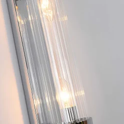 Applique murale verre transparent 2xE14 métal chromé design Lorenzo Light Prestige