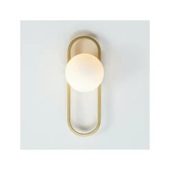 Applique murale vintage dorée à verre blanc - Belisto