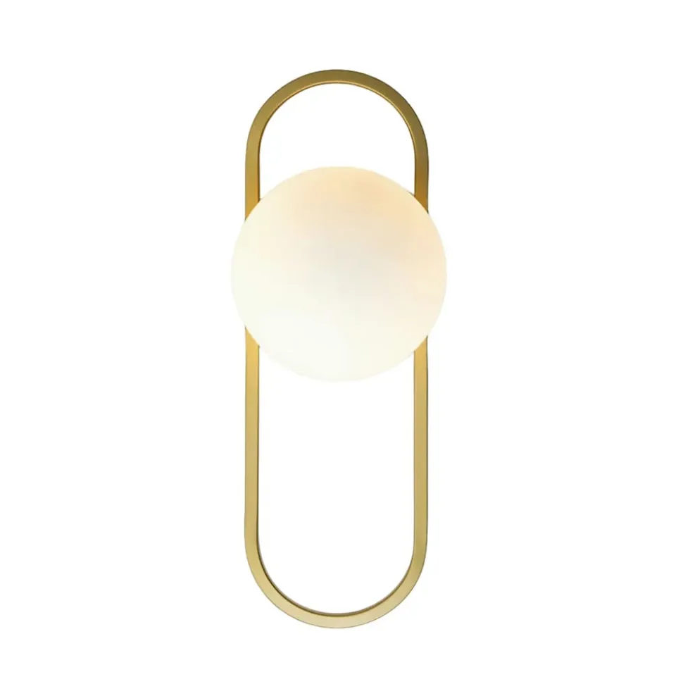 Applique murale vintage dorée à verre blanc - Belisto