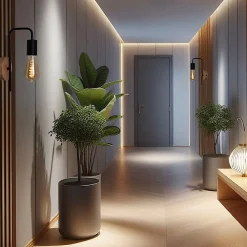 Applique murale Vintage Nordique avec Base en Aluminium Noir et Bois pour Salon Salle à Manger et Couloir Douille E27