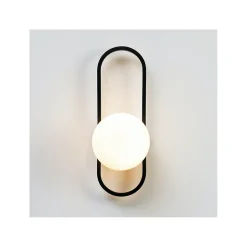 Applique murale vintage noire et verre blanc - Belisto