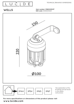 Applique murale WELLS en aluminium avec LED intégré - Rouille - Lucide