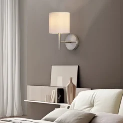 Applique murale Winsford E14 métal polyester 27 x 15 x 21 cm argent blanc lux.pro