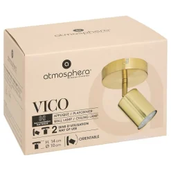 Applique murale/plafonnier Vico doré 10x10cm - Atmosphera