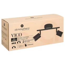 Applique murale/plafonnier Vico noir 25,5x10cm - Atmosphera