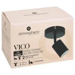 Applique murale/plafonnier Vico noir 10,5x10,5cm - Atmosphera