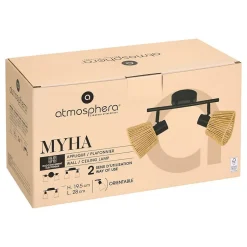 Applique murale/plafonnier Myha beige 28x15cm - Atmosphera