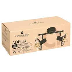 Applique murale/plafonnier Adelia noir 28x12,5cm - Atmosphera