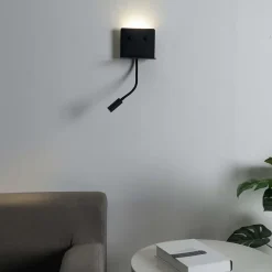 Applique noire à LED avec chargeur USB et lampe de lecture - Viola