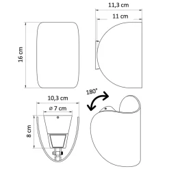 Applique noire aluminium orientable IP54 - Notte