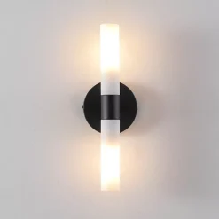 Applique noire avec double tube en verre blanc - Loreto