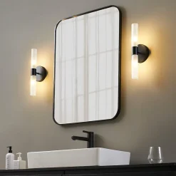 Applique noire avec double tube en verre blanc - Loreto